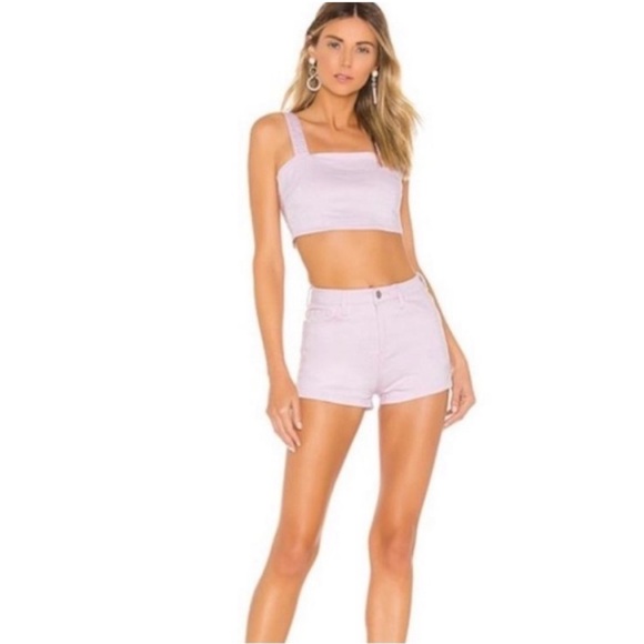Revolve x SuperDown Pink Leola Lilac Denim Shorts - Picture 1 of 7